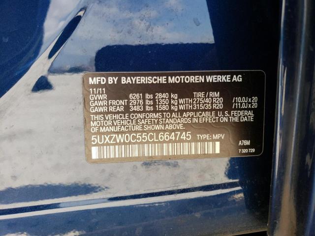 5UXZW0C55CL664745 - 2012 BMW X5 XDRIVE35D BLUE photo 13