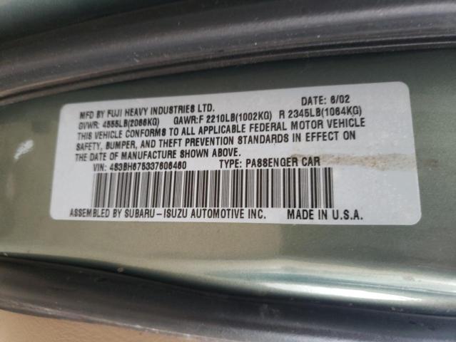 4S3BH675337606460 - 2003 SUBARU LEGACY OUTBACK AWP 绿色 照片 12