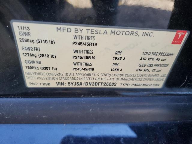 5YJSA1DN3DFP26282 - 2013 TESLA MODEL S შავი ფოტო 13
