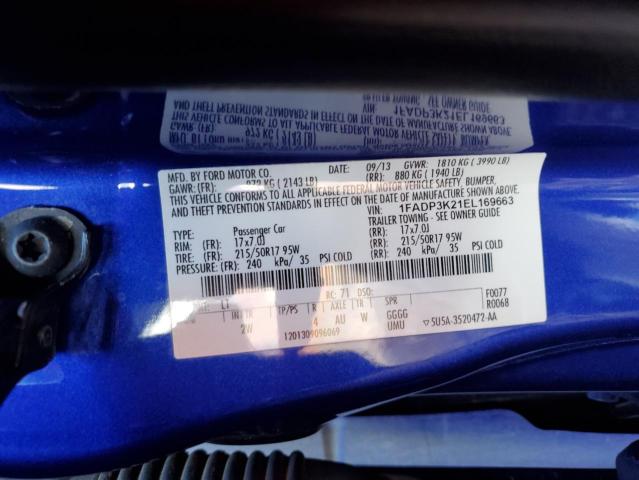 1FADP3K21EL169663 - 2014 FORD FOCUS SE BLUE photo 12