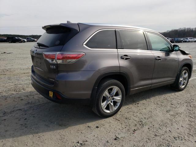 5TDDCRFH9ES005311 - 2014 TOYOTA HIGHLANDER HYBRID LIMITED GRAY photo 3