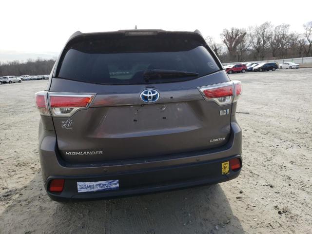 5TDDCRFH9ES005311 - 2014 TOYOTA HIGHLANDER HYBRID LIMITED GRAY photo 6