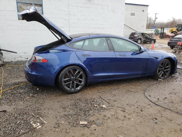 5YJSA1E61MF441345 - 2021 TESLA MODEL S BLUE photo 3