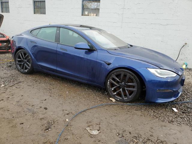5YJSA1E61MF441345 - 2021 TESLA MODEL S ლურჯი ფოტო 4