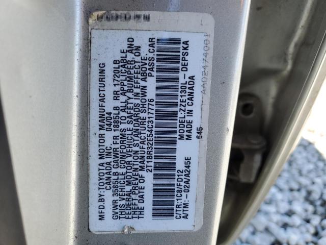 2T1BR32E54C317776 - 2004 TOYOTA COROLLA CE SILVER photo 13