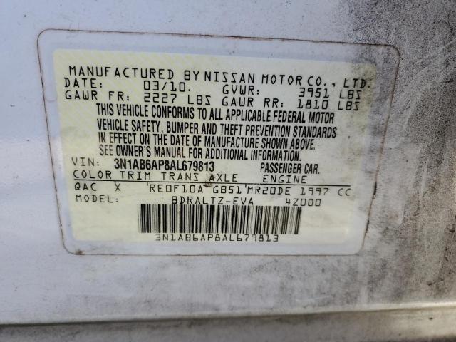 3N1AB6AP8AL679813 - 2010 NISSAN SENTRA 2.0 WHITE photo 12