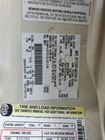 5LMFU27515LJ21159 - 2005 LINCOLN NAVIGATOR თეთრი ფოტო 10