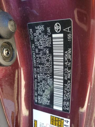 JTKDE177650023861 - 2005 TOYOTA SCION TC 勃艮第红 照片 12