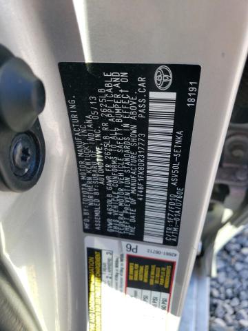 4T4BF1FK8DR317773 - 2013 TOYOTA CAMRY L SILVER photo 12