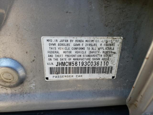 JHMCM56193C036110 - 2003 HONDA ACCORD DX SILVER photo 13