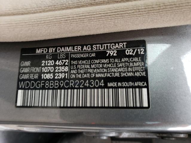 WDDGF8BB9CR224304 - 2012 MERCEDES-BENZ C 300 4MATIC SILVER photo 12