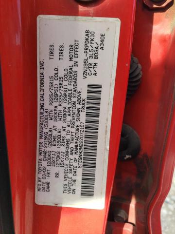 5TEGN92N22Z072107 - 2002 TOYOTA TACOMA DOUBLE CAB PRERUNNER RED photo 12
