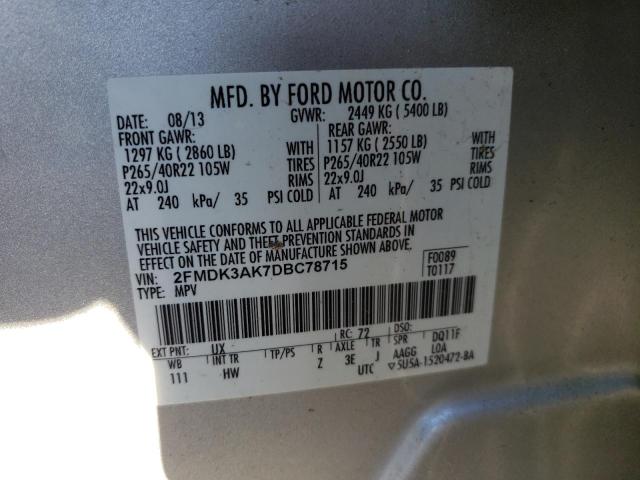 2FMDK3AK7DBC78715 - 2013 FORD EDGE SPORT SILVER photo 12