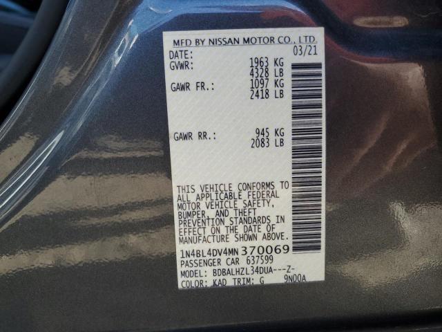 1N4BL4DV4MN370069 - 2021 NISSAN ALTIMA SV GRAY photo 12