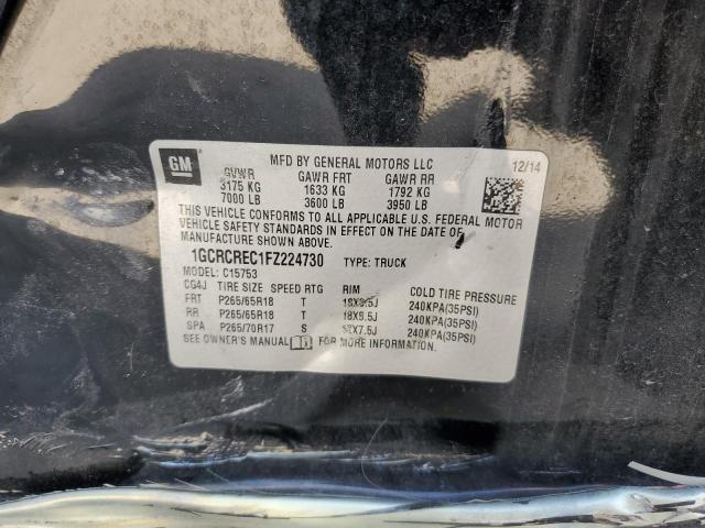 1GCRCREC1FZ224730 - 2015 CHEVROLET 1500 EXTEN C1500 LT BLACK photo 12