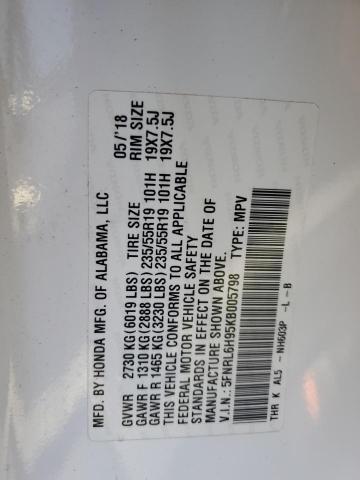 5FNRL6H95KB005798 - 2019 HONDA ODYSSEY ELITE Weiß Foto 13