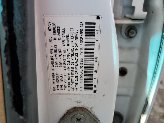 1HGCM55487A210748 - 2007 HONDA ACCORD LX WHITE photo 12