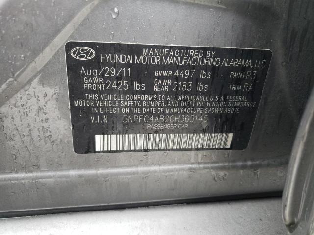 5NPEC4AB2CH365145 - 2012 HYUNDAI SONATA SE GRAY photo 12