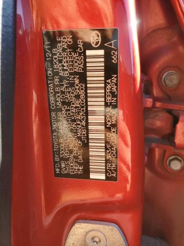 JTDBT4K37CL028802 - 2012 TOYOTA YARIS RED photo 12