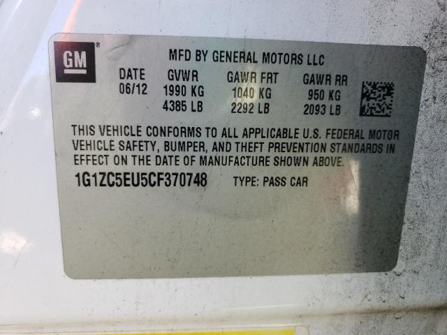 1G1ZC5EU5CF370748 - 2012 CHEVROLET MALIBU 1LT 白色 照片 12