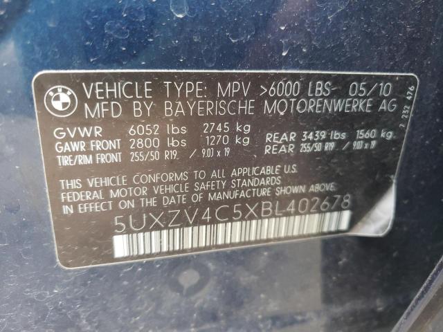 5UXZV4C5XBL402678 - 2011 BMW X5 XDRIVE35I BLUE photo 14