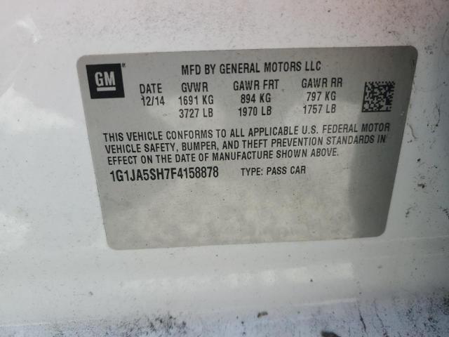 1G1JA5SH7F4158878 - 2015 CHEVROLET SONIC LS თეთრი ფოტო 12