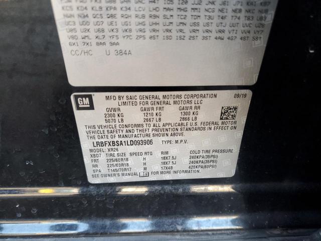 LRBFXBSA1LD093906 - 2020 BUICK ENVISION PREFERRED შავი ფოტო 14