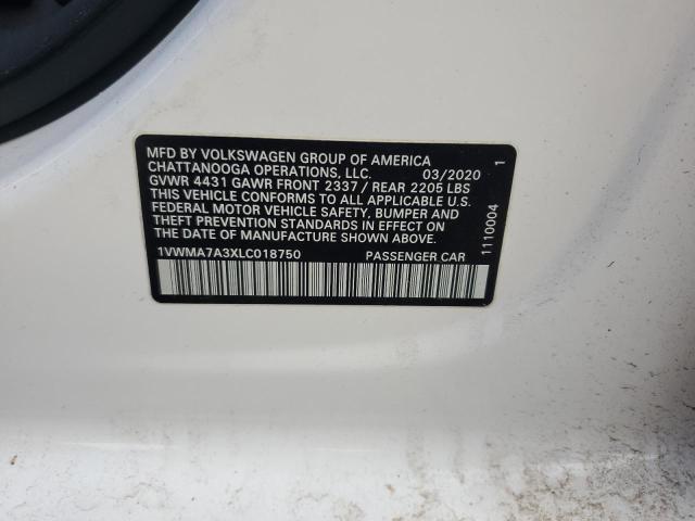 1VWMA7A3XLC018750 - 2020 VOLKSWAGEN PASSAT R-LINE أبيض صورة 13