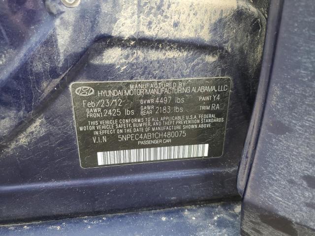 5NPEC4AB1CH480075 - 2012 HYUNDAI SONATA SE BLUE photo 12