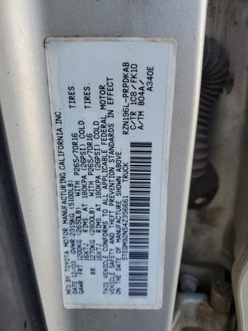 5TEGM92N54Z356661 - 2004 TOYOTA TACOMA DOUBLE CAB PRERUNNER SILVER photo 13