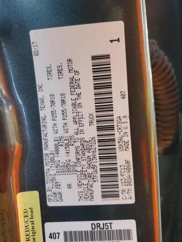 5TFUW5F13HX627226 - 2017 TOYOTA TUNDRA DOUBLE CAB SR/SR5 GRAY photo 13