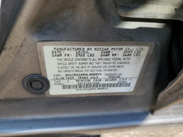 3N1CB51D84L888854 - 2004 NISSAN SENTRA 1.8 TAN photo 12