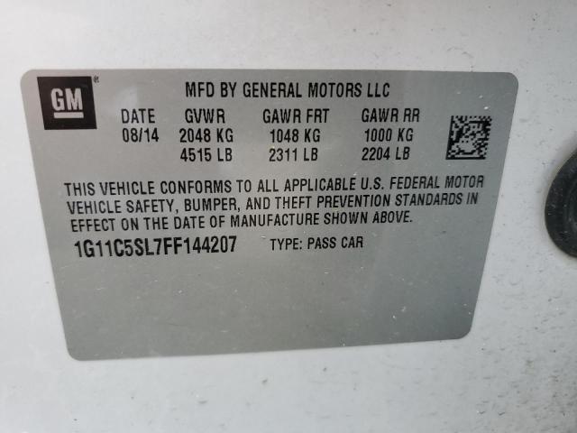 1G11C5SL7FF144207 - 2015 CHEVROLET MALIBU 1LT WHITE photo 12