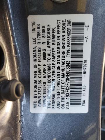 19XFC2F73HE003043 - 2017 HONDA CIVIC EX CHARCOAL photo 12