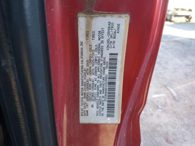 5TESN92NX3Z220953 - 2003 TOYOTA TACOMA XTRACAB PRERUNNER წითელი ფოტო 12