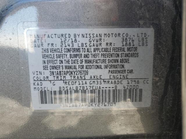 3N1AB7AP0KY276709 - 2019 NISSAN SENTRA S GRAY photo 12