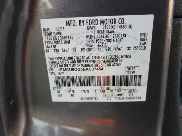 1FMCU9DG5BKC37454 - 2011 FORD ESCAPE XLT GRAY photo 13