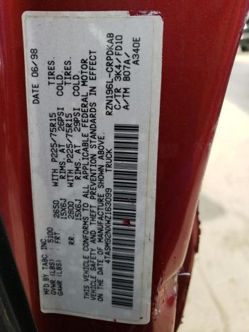 4TASM92NXWZ163099 - 1998 TOYOTA TACOMA XTRACAB PRERUNNER წითელი ფოტო 12