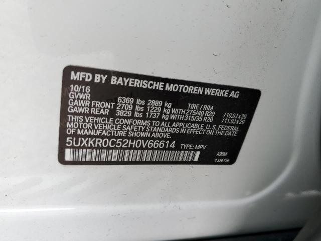 5UXKR0C52H0V66614 - 2017 BMW X5 XDRIVE35I WHITE photo 12