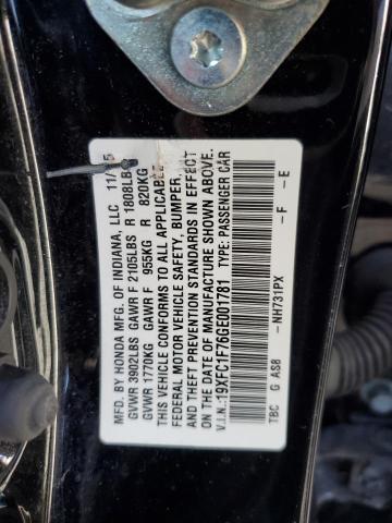 19XFC1F76GE001781 - 2016 HONDA CIVIC EXL BLACK photo 13