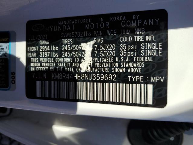 KM8R44HE8NU359692 - 2022 HYUNDAI PALISADE SEL WHITE photo 13