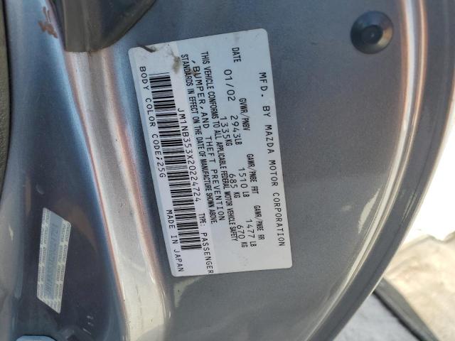 JM1NB353X20224724 - 2002 MAZDA MX-5 MIATA BASE GRAY photo 12