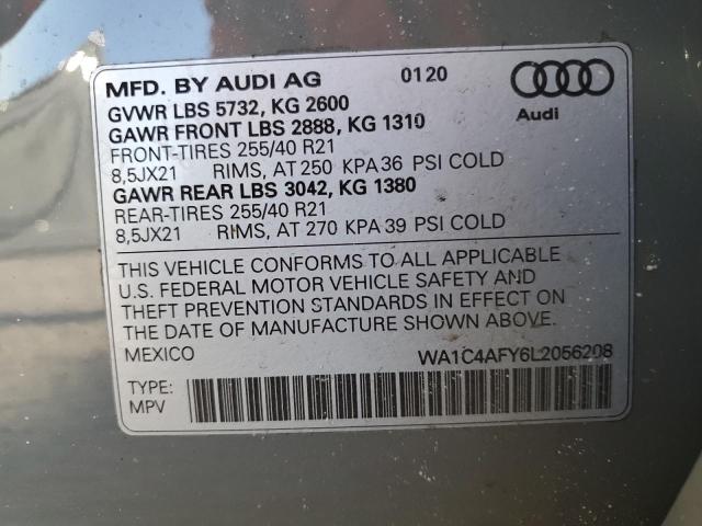 WA1C4AFY6L2056208 - 2020 AUDI SQ5 PRESTIGE GRAY photo 12