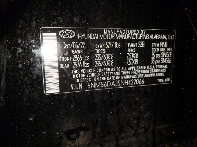 5NMS6DAJ5NH422066 - 2022 HYUNDAI SANTA FE SEL Սև լուսանկար 13