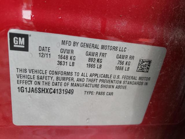 1G1JA6SHXC4131949 - 2012 CHEVROLET SONIC LS BURGUNDY photo 12