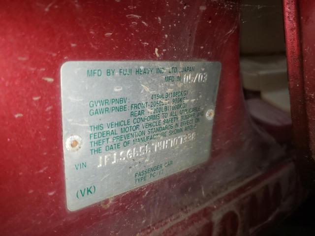 JF1SG65674H707338 - 2004 SUBARU FORESTER 2.5XS წითელი ფოტო 12