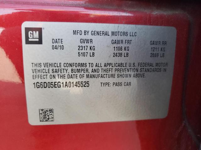 1G6D05EG1A0145525 - 2010 CADILLAC CTS PERFORMANCE COLLECTION Красный фото 12