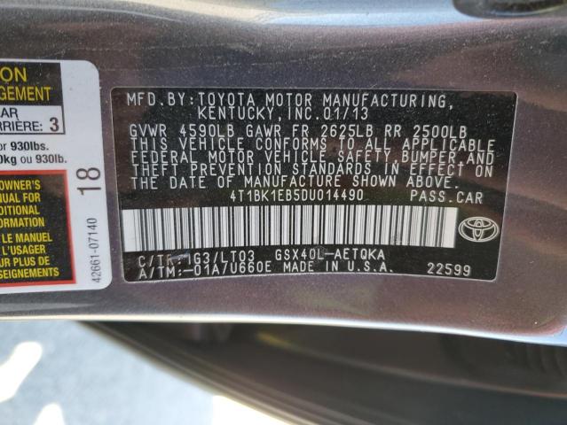 4T1BK1EB5DU014490 - 2013 TOYOTA AVALON BASE 黑色 照片 13