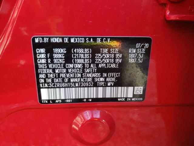 3CZRU6H15LM730932 - 2020 HONDA HR-V SPORT RED photo 13