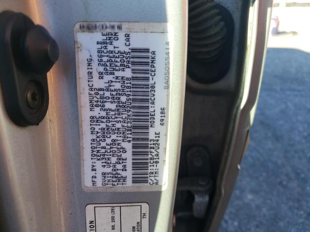 4T1BE32K92U591818 - 2002 TOYOTA CAMRY LE SILVER photo 13